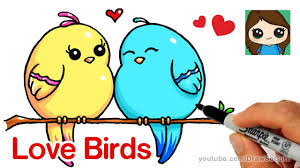How To Draw Cartoon Love Birds Easy Youtube Cute Drawings Love Birds Drawing Bird Drawings