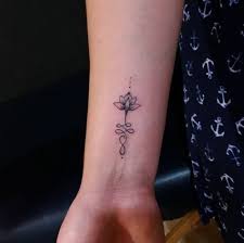 Little Unalome Lotus Flower On Wrist By Mome Alvarado Lotus Flower Tattoo Design Flower Wrist Tattoos Lotus Tattoo Design