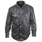 Mens leather shirt jacket