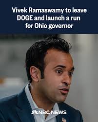 Vivek Ramaswamy will launch a campaign for governor in Ohio early next week  and is parting ways with President-elect Donald Trump's incoming Department  of Government Efficiency, or DOGE, two sources familiar with