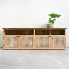 Rattan Tv Console L Teak And Brass L Cesar Nh Teak Farm House Colors Kitchen Design Styles Home Furniture