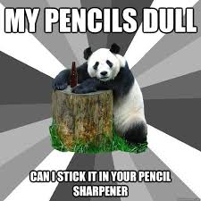 My Pencils Dull Can I Stick It In Your Pencil Sharpener Pickup Line Panda Quickmeme