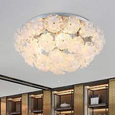 Made of metal with a frosted acrylic shade, this beautiful flush mount will add an imaginative, playful ambiance to the modern home. 4 Lights Living Room Ceiling Flush Mount Chrome Flush Mount Lighting Fixture With Flower Clear Crystal Glass Shade Hl580071 Buy At The Price Of 297 39 In Beautifulhalo Com Imall Com