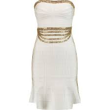 Herve Leger Embellished Bandage Dress Beaded Dress Short Short White Cocktail Dresses White Bandage Dress