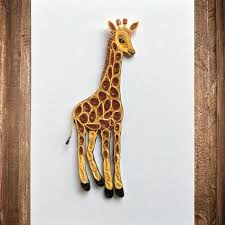 Quilled Art Work To Frame Woodland Giraffe Paper Poster Unique Baby Shower Gift For New Mom Dad Jungle T Quilling Animals Paper Quilling Designs Giraffe Art