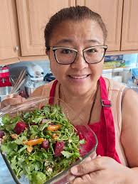 Beetroot salad with nectarines, goat's cheese, za'atar and almonds at  Ottolenghi Belgravia.