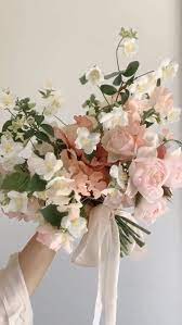 Soft Blush And Coral Wedding Bouquet Video In 2020 Flower Bouquet Wedding Bridal Bouquet Spring Wedding Bouquets