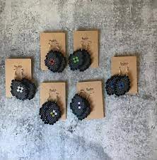 Perler Bead Minecraft Disc Earrings In 2021 Etsy Earrings Perler Beads Designs Minecraft Jewelry