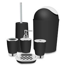 Black And White Bathroom Set Walmart Yosoo 6 Piece Plastic Bathroom Accessory Set Walmart Com Black Bathroom Accessories
