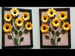 Diy Sunflower Wall Hanging Wall Decor Youtube Paper Flower Wall Art Sunflower Wall Decor Paper Flower Wall
