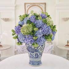 Jackson Durham Jacksondurhamevents Soft Blues Greens In Ginger Jar Spring Floral Arrangements Ginger Jars Flower Arrangements