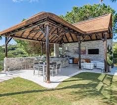Thatched Outdoor Kitchen And Entertainment Area For A Private Client In Sotogrande The Perfect Setting For Summer Gazebo Plans Thatched House Thatched Roof