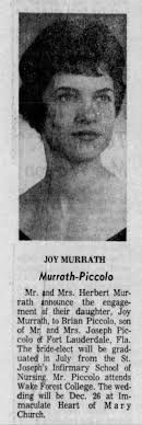 Joy Murrath's engagement announcement 24 May 1964