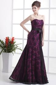 Mermaid Scoop Neckline Black And Purple Lace Wedding Dress With Waistband Colored Wedding Dresses Trendy Wedding Dresses Black Wedding Dresses