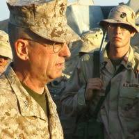At Camp Commando, a forward deployed location, Major General (MGEN) James  N. Mattis, USMC, Commanding General, 1ST Marine Division (MAR DIV),  addresses the Marines of Headquarters Battalion (HQ BN) after a promotion