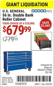 U S General 56 In Double Bank Roller Cabinet For 679 99 Harbor Freight Tools Harbor Freight Coupon Coupon Book