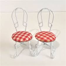 Ice Cream Parlor Chairs White Red Checkered Miniature Dollhouse Lot Of 2 Unbranded Parlor Chair White Wooden Rocking Chair White Wooden Chairs