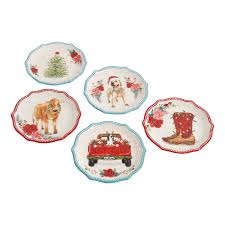 Things are about to get western around here! Kitchen Dining Bar The Pioneer Woman Christmas Cow Dog Boot Truck 6 5 Appetizer Plates Set Of 4 Home Garden