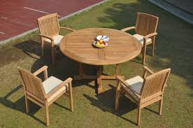 Find the perfect oval dining table, round dining table, rectangular dining table and glass top dining table to match your. A Grade Teak 5pc Dining 60 Round Table 4 Wave Stacking Arm Chair Set Outdoor Ebay