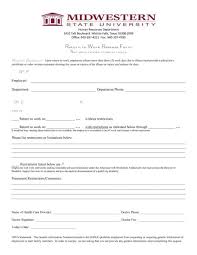 Imagine the worker's surprise when they report for work and find out they have been fired. 44 Return To Work Work Release Forms Printabletemplates