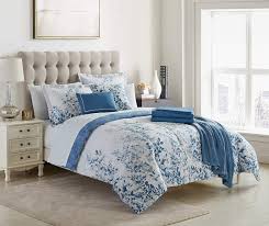 Flaunting a beautiful damask pattern in grey hues with hints of blue and yellow, the oversized and overfilled cotton comforter provides incredible softness and comfort. Living Colors Blue White Floral Queen 14 Piece Comforter Set Big Lots
