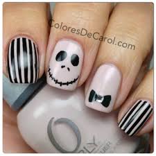 Jack Skellington Halloween Manicure Dar En El Clavo Manicuras Unas De Moda