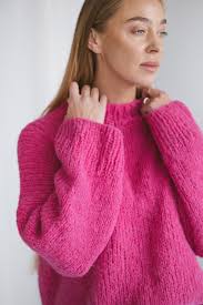 Pink Oversized Sweater, Cerise Red Knitted Jumper, Rose Pink Cable Knit  Alpaca Wool Pullover, Magenta Chunky Knit Women Jersey, Gift for Her