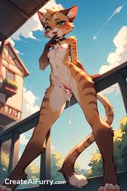 Green Eyes, Small Breast, Skinny Furry AI Porn