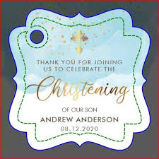 Gold And Blue Watercolor Boy Christening Thank You Favor Tags Zazzle Com In 2020 Boy Christening Christening Baby Boy Christening
