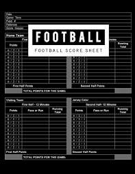 It can be very useful when trying to printable nfl score sheets can offer you many choices to save money thanks to 20 active results. Football Score Sheet Football Game Record Keeper Book Football Scoresheet Football Score Card Handwriting Journal Paper Indoor Outdoors Books Sports Size 8 5 X 11 Inch 100 Pages Publishing Bg 9781723592560 Amazon Com Books