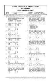Soal ujian matematika kelas 6. Download Soal Uts Ganjil Matematika Kelas 6 Sd Mi 2016 2017 Rief Awa Blog