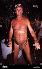 Old man in thong in Ibiza Stock Photo - Alamy