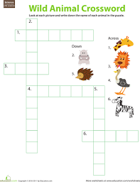 Animal Crossword Puzzle Worksheet Education Com Crossword Puzzle Crossword Animal Worksheets