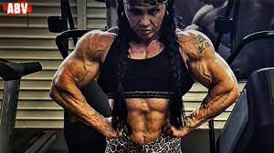 Biggest biceps female muscle growth. Huge Jacqueline Fuchs - YouTube