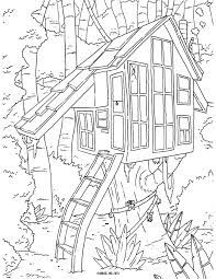 Vector of a cartoon boy playing near his pirate tree house. Free Tree House Coloring Pages Coloring Home