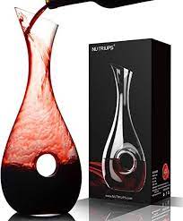 Nutriups Wine Decanter Hand Blown Lead Free Crystal Wine Carafe Classic Pierced Designed Aerator Wine Decanter Luxury Wine Dec Wine Decanter Wine Carafe Carafe