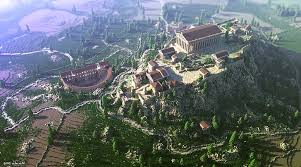 It has large pillars, a detailed ceiling and floor, and some other cool design. Hd Wallpaper Acropolis Athens Greece Minecraft Render Screenshots Wallpaper Flare
