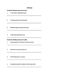French Si Clauses Worksheets Teaching Resources Tpt