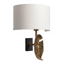Ikea alang wall lamp is modified into a wall scone with a jar as shade. Heathfield Co Leaf Brass Patina Wall Light Shade Interior Lighting From Cp Lighting Interiors Uk