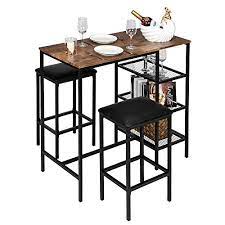 Available in a variety of colors, styles and shapes, these counter and bar height pieces are versatile and stylish. Vingli Bar Table Set 3 Piece Counter Height Dining Set Vintage Pub Dining Set With Storage Shelves Wood Bar Table And 2 Upholstered Stools For Kitchen Bar Living Room Party Room In Dubai