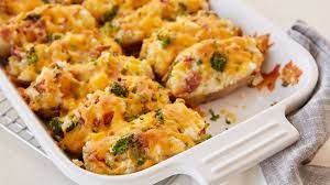 Broccoli And Cheddar Stuffed Baked Potato Bake Recipe Recipes Stuffed Baked Potatoes Cooking Recipes