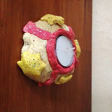 Bougeoir En Pate A Sel Realise Par Un Enfant De 3 Ans Deco Noel Idee Noel Creatif