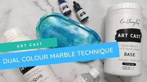 Dual Colour Marble Pour with CrafTangles Art Cast (Jesmonite Alternative)