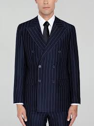 Custom tailored australian merino wool men's suits in sydney & melbourne from $699 with complimentary alterations. Navy Blue Wide Pinstripe Double Breasted Wide Lapel Suit