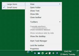 It shows how to change the size and layout view of desktop icon, change the size of taskbar button in windows . How To Get The Good Old Quick Launch Toolbar And Show Desktop Shortcut Back In Windows 7 And Later Askvg