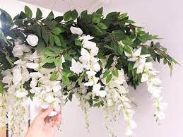 White Wisteria Flower Chandelier Artificial Wisteria Ceiling Hanging Decor Wisteria For Wedding Mobile Silk Flower Wedding Decorations Artificial Flowers Flower Room Flower Chandelier