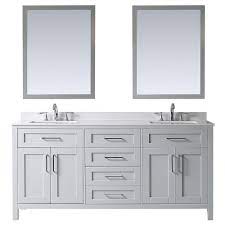 It was a good price! Ove Decors Tahoe 72 In W Double Sink Vanity In Dove Grey With Cultured Marble Vanity Top In White With White Basins And Mirrors Tahoe 72 Dg The Home Depot 72