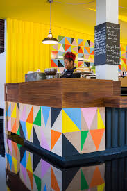 Recently Myerscough Turned A Cafe Inside The Bernie Grand Arts Center In London Into A Fun Little Interior On W Colorful Cafe Coffee Shop Decor Cafe Interior