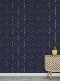 Removable Peel And Stick Wallpaper Blue Deco Geometric Etsy Blue Geometric Wallpaper Geometric Wallpaper Peel And Stick Wallpaper