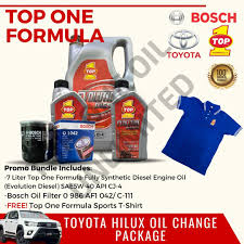 Toyota grand hiace 3.4 i (185 hp) photo gallery. Toyota Hilux Oil Change Package Top One Formula And Bosch Bundle With Free Sports T Shirt Fully Synthetic Diesel Engine Oil Evolution Diesel Sae5w 40 Api Cj 4 Lazada Ph